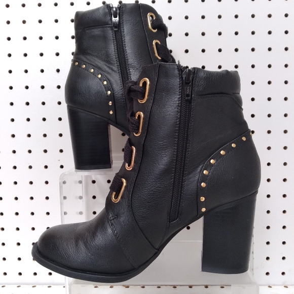 Black Women's Boots |Ankle Boots Comfort Round Toe Heel Height 3" Size 8 Medium - Picture 5 of 11